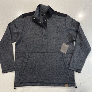 Dakota Grizzly NEW L Dobbs Fleece 1/4 Snap Pullover Jacket Sweater Gray Black